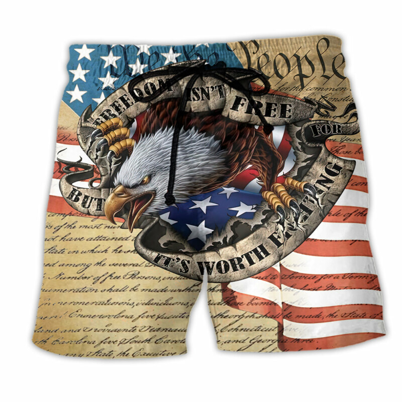 America Freedom Worth Fighting For Classic Style - Beach Short - Owl Ohh - Owl Ohh