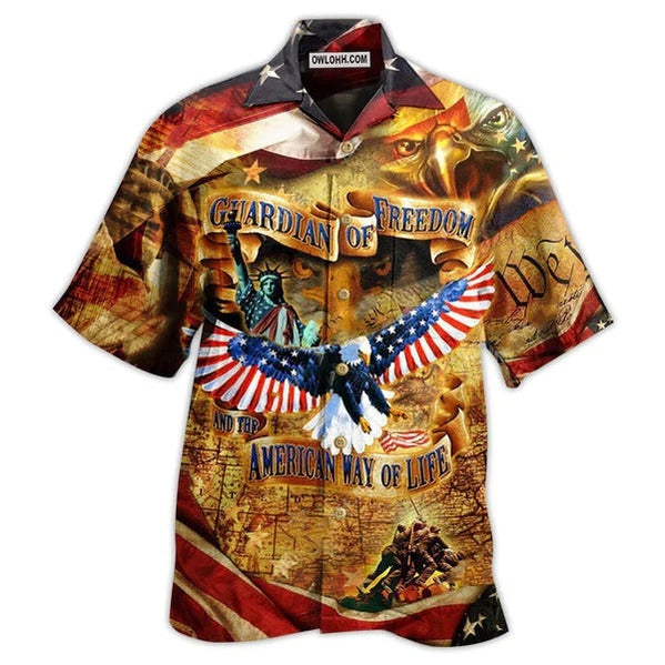 America Guardian Of Freedom And The American Way Of Life - Hawaiian Shirt - Owl Ohh - Owl Ohh