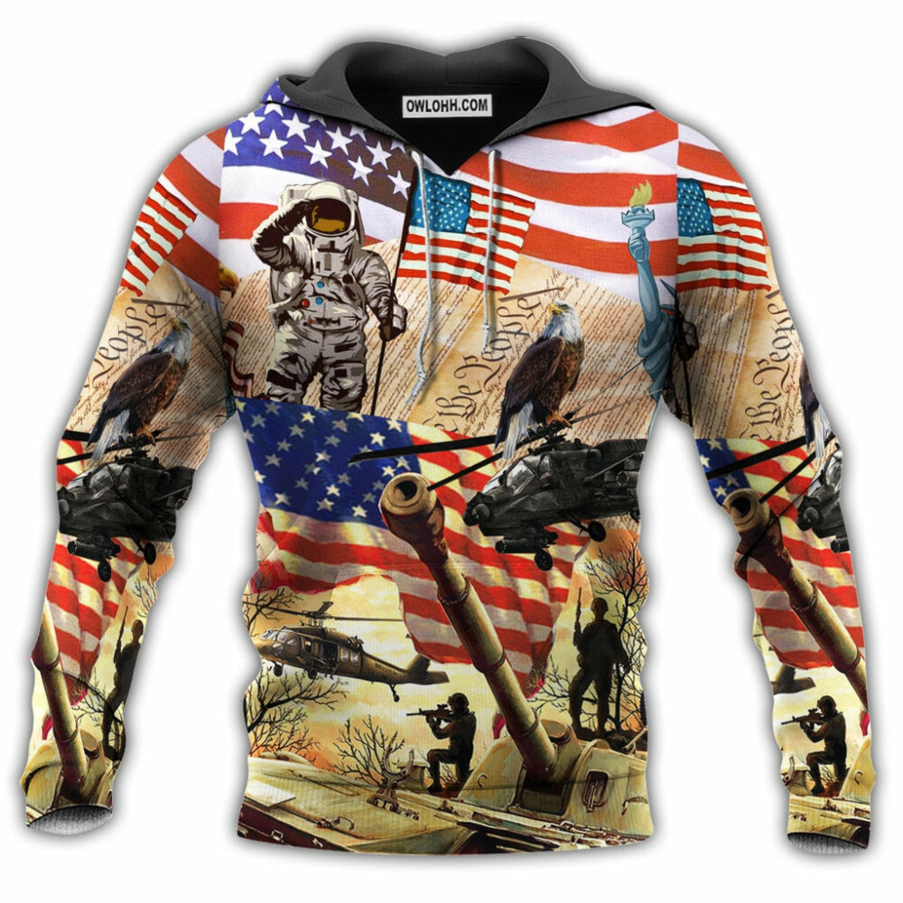 America Independence Day Freedom America Flag - Hoodie - Owl Ohh - Owl Ohh