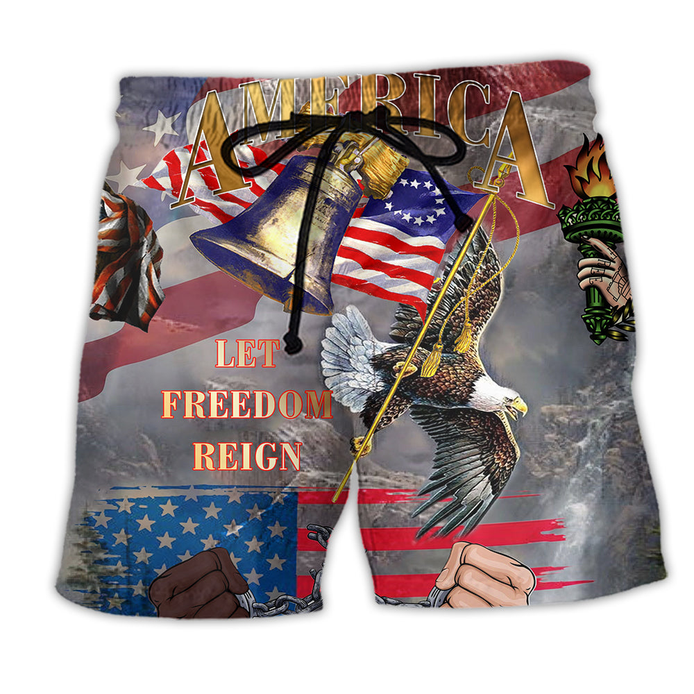 America Let Freedom Reign - Beach Short - Owl Ohh - Owl Ohh