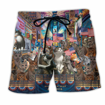 America Lets Countdown With Cats So Cute - Beach Short - Owl Ohh - Owl Ohh