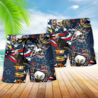 America Love Eagle With Star - Beach Short - Owl Ohh - Owl Ohh