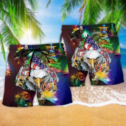 America Love Eagle Merry Christmas - Beach Short - Owl Ohh - Owl Ohh