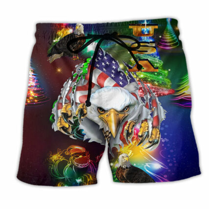 America Love Eagle Merry Christmas - Beach Short - Owl Ohh - Owl Ohh