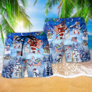 America Merry Xmas Funny - Beach Short - Owl Ohh - Owl Ohh