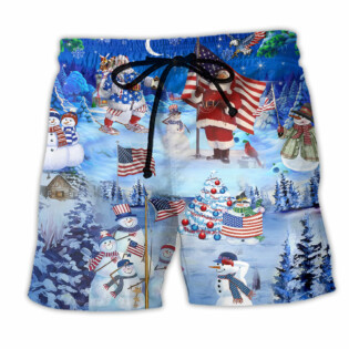 America Merry Xmas Funny - Beach Short - Owl Ohh - Owl Ohh