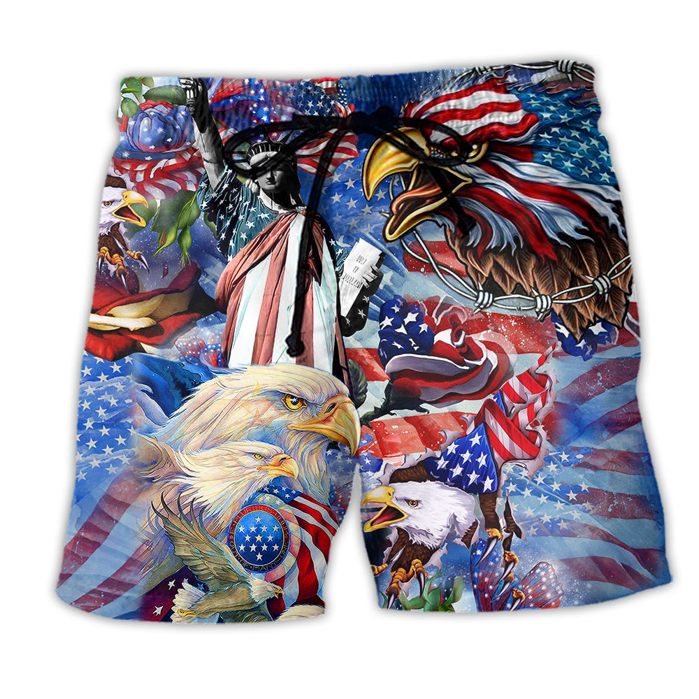 America My Heat Beats True To My Country Patriotism - Beach Short - Owl Ohh - Owl Ohh