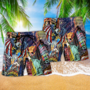 America New Years Day Firework Party Eagle - Beach Short - Owl Ohh - Owl Ohh