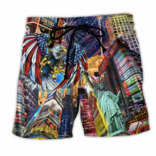 America New Years Day Firework Party Eagle - Beach Short - Owl Ohh - Owl Ohh