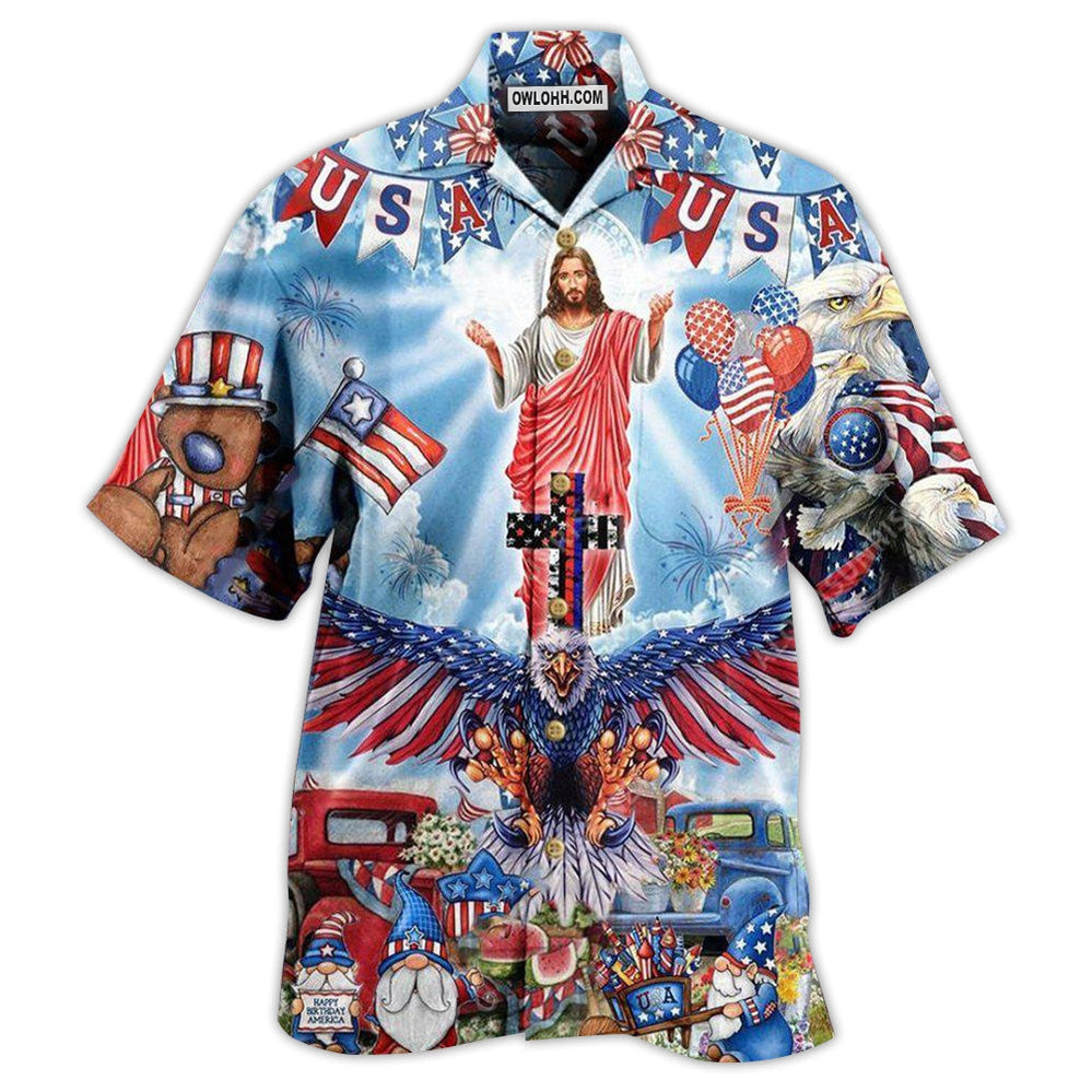 Jesus America Patriotism - Hawaiian Shirt - Owl Ohh - Owl Ohh