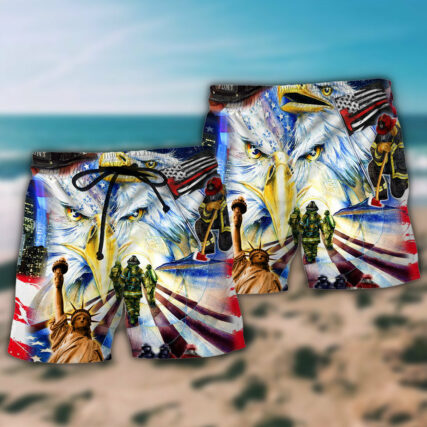 America Proud Freedom Firefighter - Beach Short - Owl Ohh - Owl Ohh