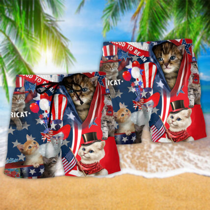 America Proud To Be An Cat - Beach Short - Owl Ohh - Owl Ohh