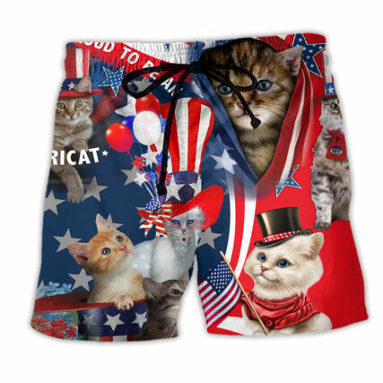 America Proud To Be An Cat - Beach Short - Owl Ohh - Owl Ohh