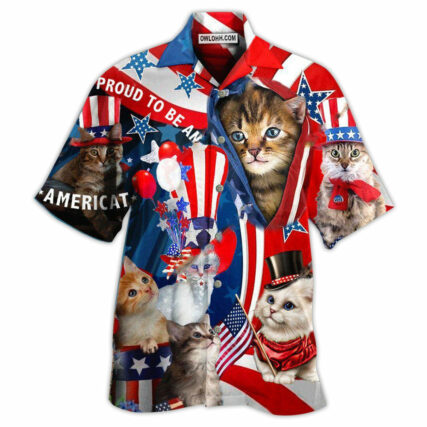 America Proud To Be An Cat - Hawaiian Shirt - Owl Ohh - Owl Ohh