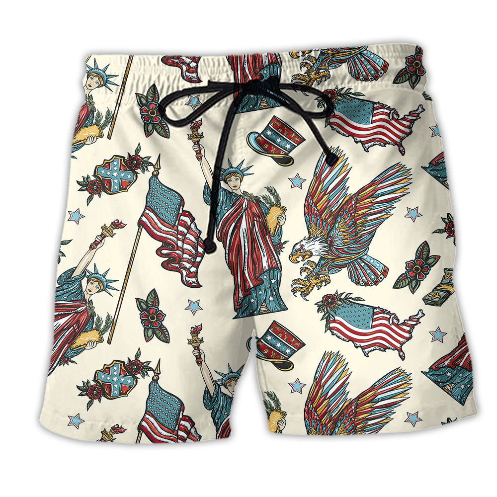 America Symbols Cool Style - Beach Short - Owl Ohh - Owl Ohh