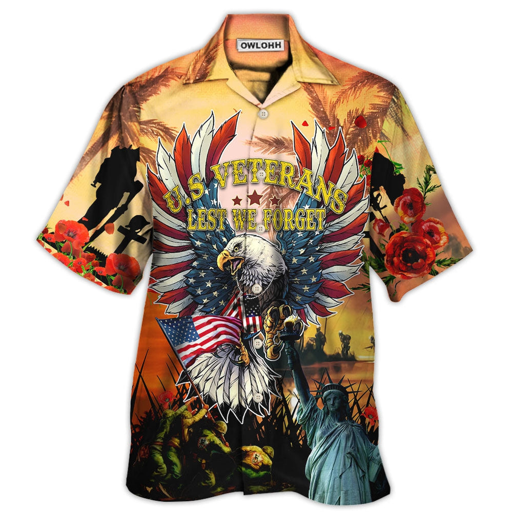 Veteran America Veterans Let We Forget In The Sunset - Hawaiian Shirt - Owl Ohh - Owl Ohh