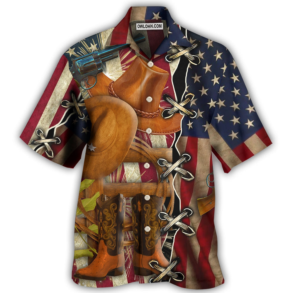 Cowboy Independence Day American Patriotism - Hawaiian Shirt - Owl Ohh - Owl Ohh