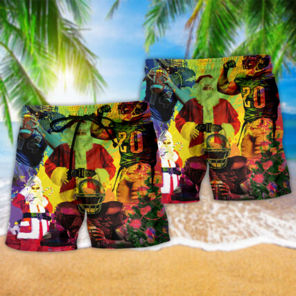 American Football Christmas Celebration Santa - Beach Short - Owl Ohh - Owl Ohh