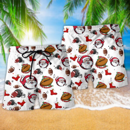 American Football Merry Christmas Santa - Beach Short - Owl Ohh - Owl Ohh