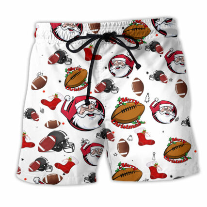 American Football Merry Christmas Santa - Beach Short - Owl Ohh - Owl Ohh