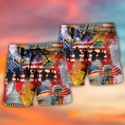 Veteran Independence Day American - Beach Short - Owl Ohh - Owl Ohh