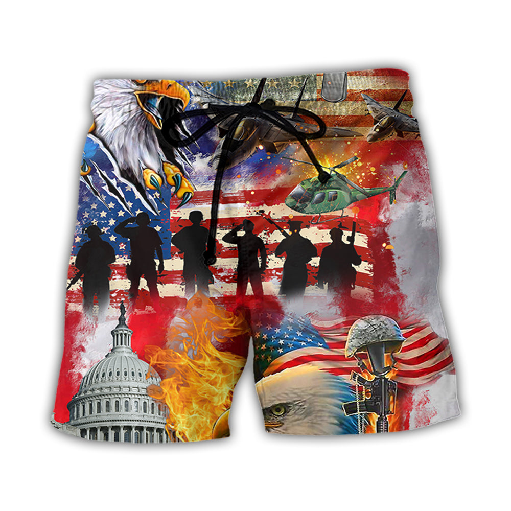 Veteran Independence Day American - Beach Short - Owl Ohh - Owl Ohh