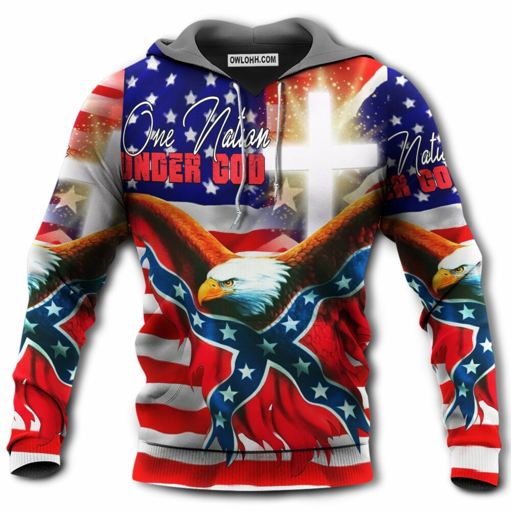 American One Nation Under God Patriotism - Hoodie - Owl Ohh - Owl Ohh