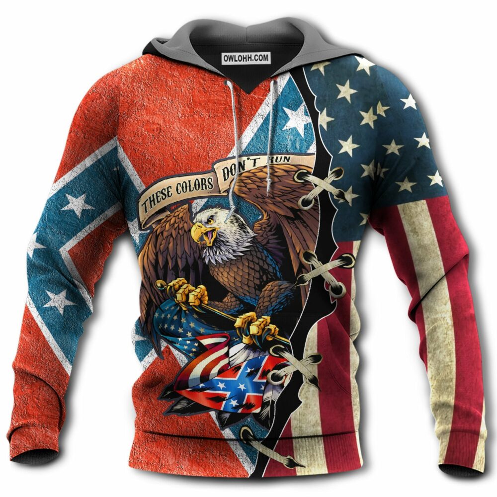 America These Color Don't Run With Proud Eagle - Hoodie - Owl Ohh - Owl Ohh
