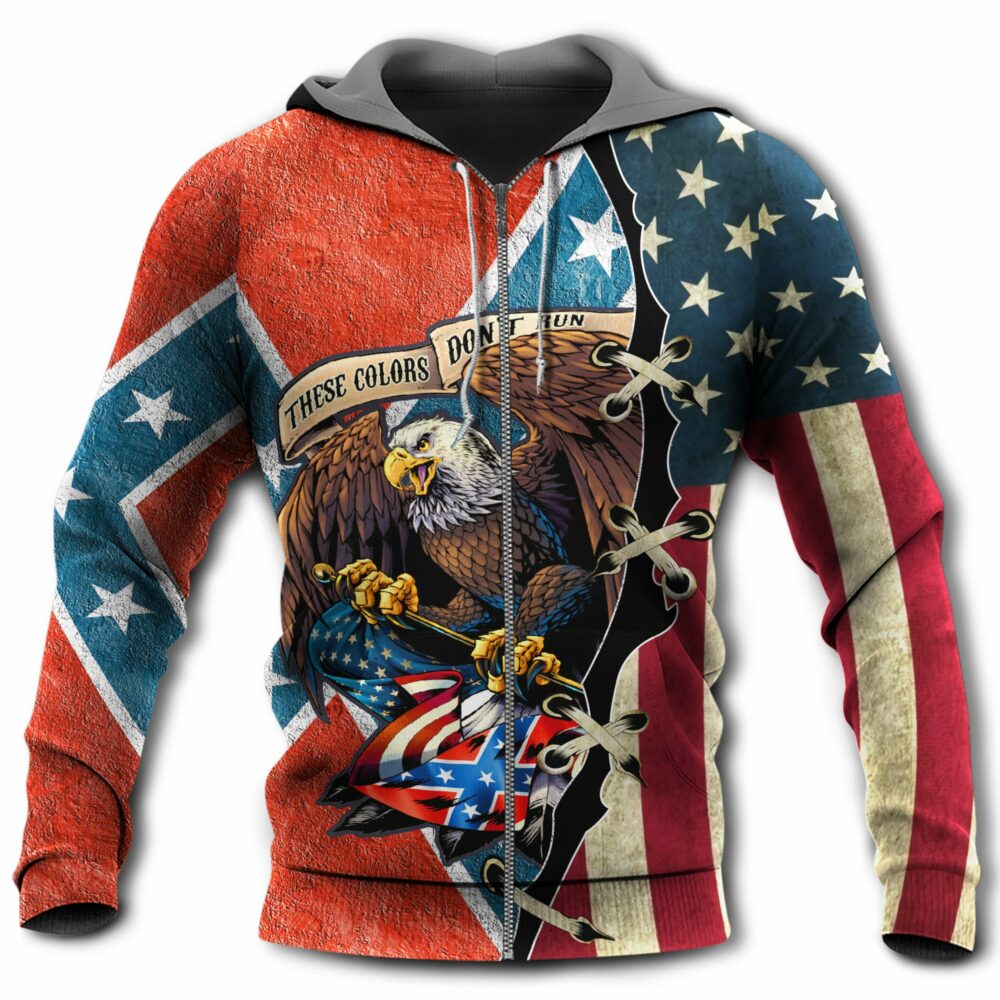 America These Color Don't Run With Proud Eagle - Hoodie - Owl Ohh - Owl Ohh