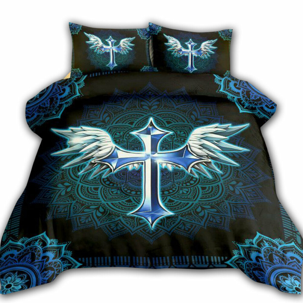 Jesus Angel Wing And Cross Christian Mandala - Bedding Cover - Owl Ohh - Owl Ohh