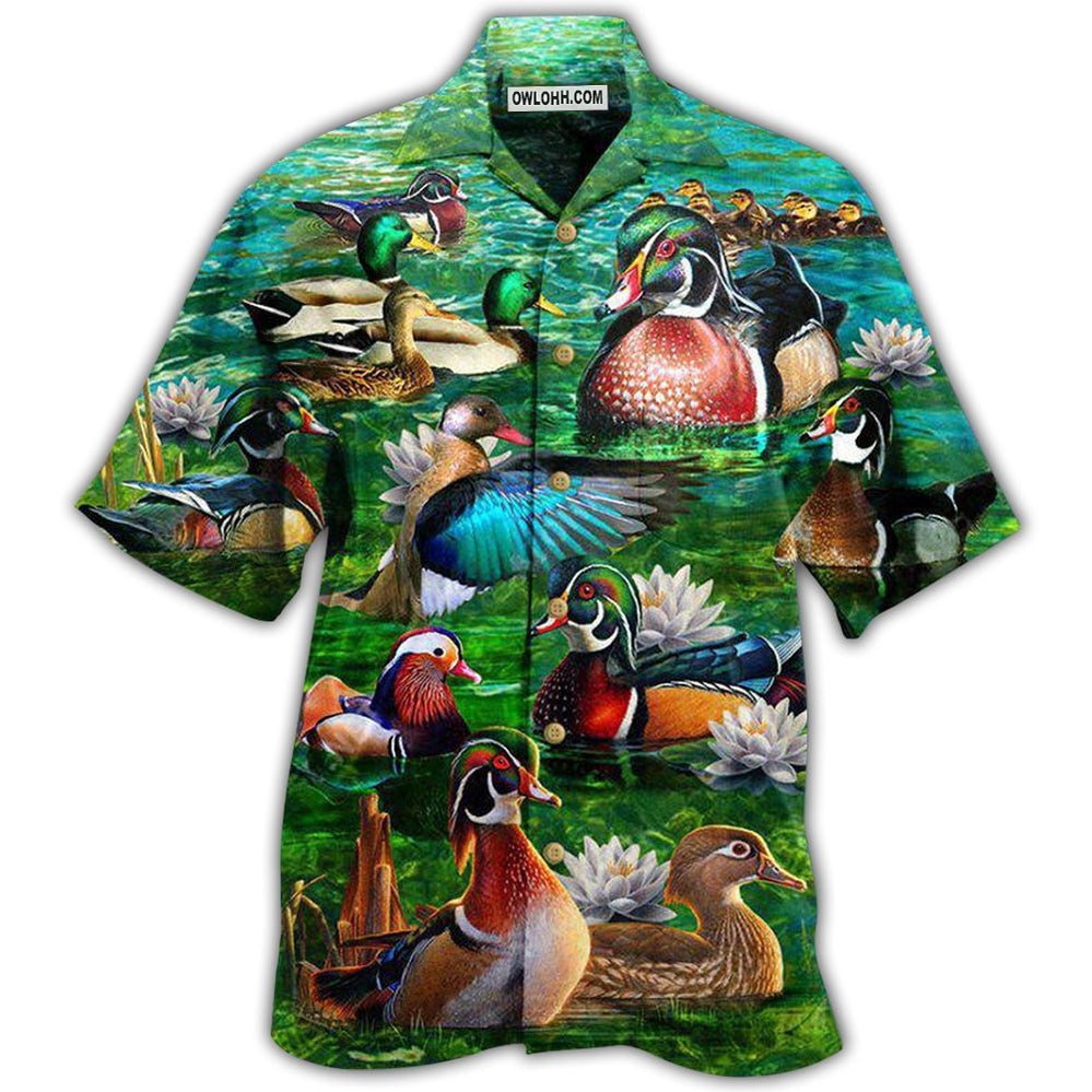 Duck All You Need Is Love And A Duck In Green - Hawaiian Shirt - Owl Ohh - Owl Ohh