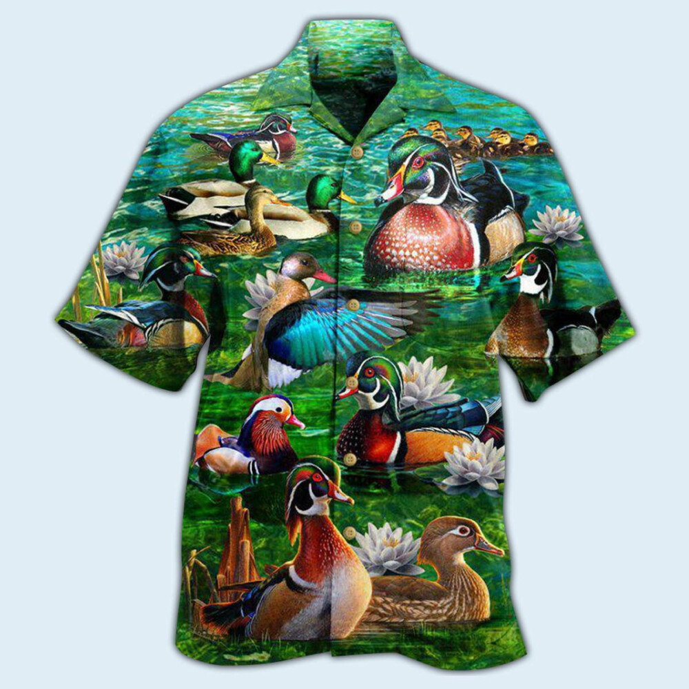 Duck All You Need Is Love And A Duck In Green - Hawaiian Shirt - Owl Ohh - Owl Ohh