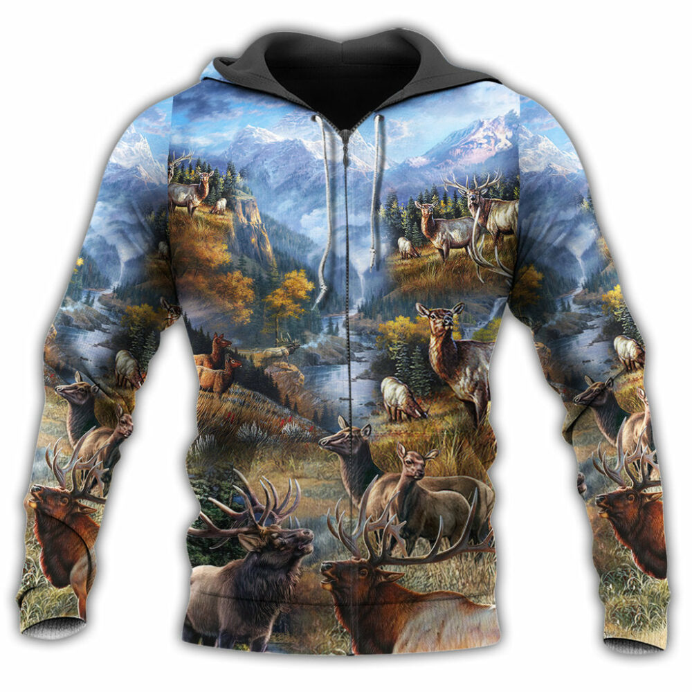 Animal Beautiful Country Elk With Peace - Hoodie - Owl Ohh - Owl Ohh