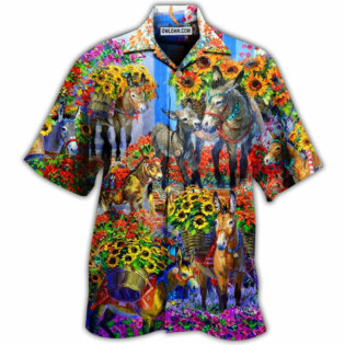 Donkey In The Spring With Sunflower - Hawaiian Shirt - Owl Ohh - Owl Ohh