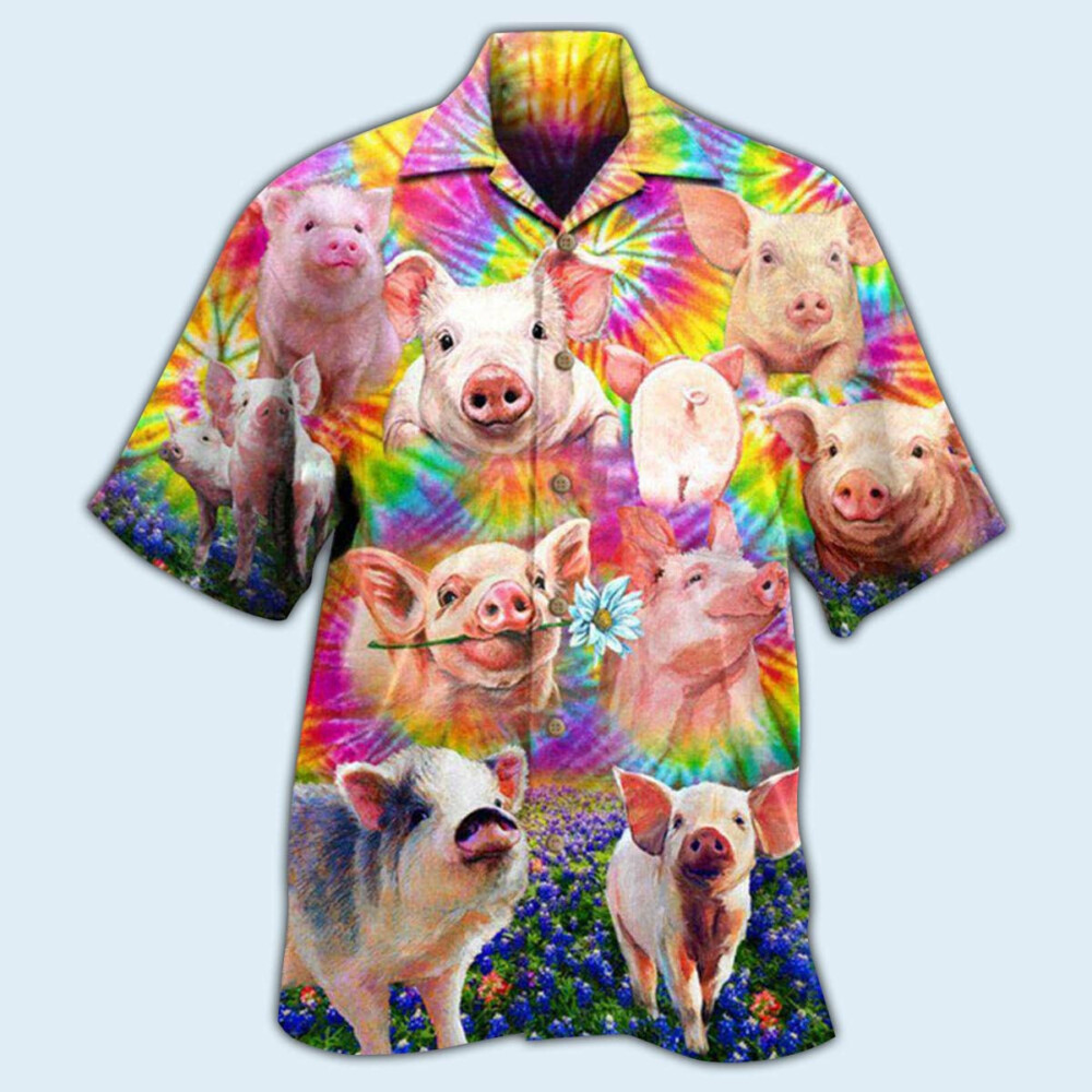 Pig Easily Distracted By Piggy In Tiny Flowers - Hawaiian Shirt - Owl Ohh - Owl Ohh