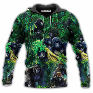Animal Family Of Gorillas In The Green Jungle - Hoodie - Owl Ohh - Owl Ohh