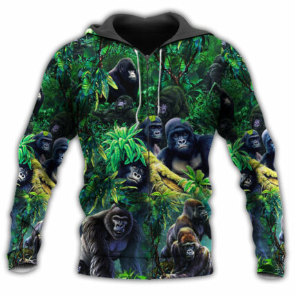 Animal Family Of Gorillas In The Green Jungle - Hoodie - Owl Ohh - Owl Ohh