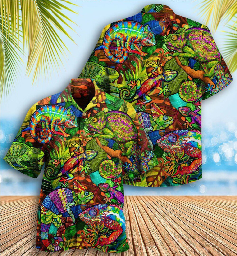Chameleon Animals Life Is Better With A Chameleon Pattern - Hawaiian Shirt - Owl Ohh - Owl Ohh
