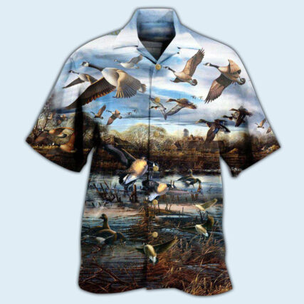 Geese Animals Love Canada Geese And Peaceful Sky - Hawaiian Shirt - Owl Ohh - Owl Ohh