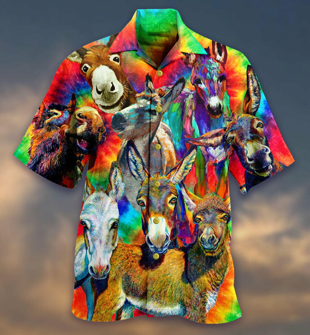 Donkey Animals Love Color Always Smile - Hawaiian Shirt - Owl Ohh - Owl Ohh
