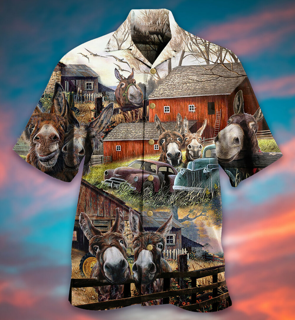 Donkey Animals Love Farm And Happiness Together - Hawaiian Shirt - Owl Ohh - Owl Ohh