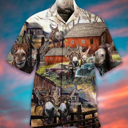 Donkey Animals Love Farm And Happiness Together - Hawaiian Shirt - Owl Ohh - Owl Ohh