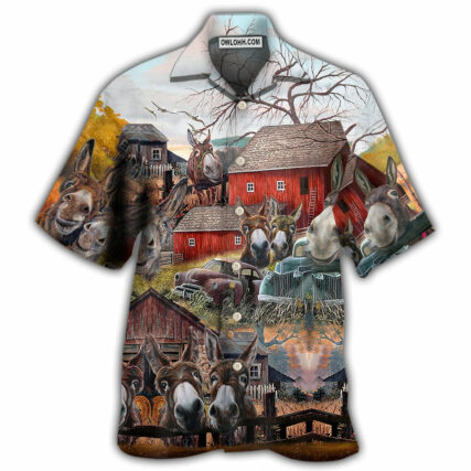 Donkey Animals Love Farm And Happiness Together - Hawaiian Shirt - Owl Ohh - Owl Ohh