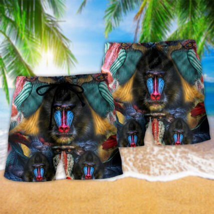 Monkey Mandrill Animal Love Their Forest - Beach Short - Owl Ohh - Owl Ohh