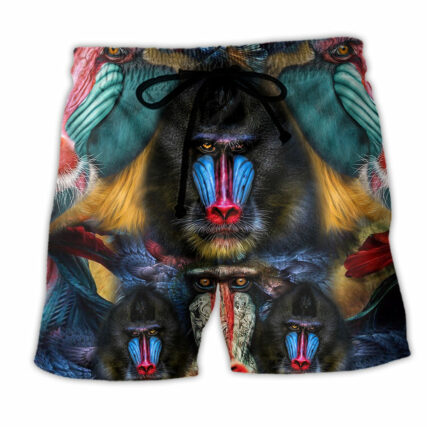 Monkey Mandrill Animal Love Their Forest - Beach Short - Owl Ohh - Owl Ohh
