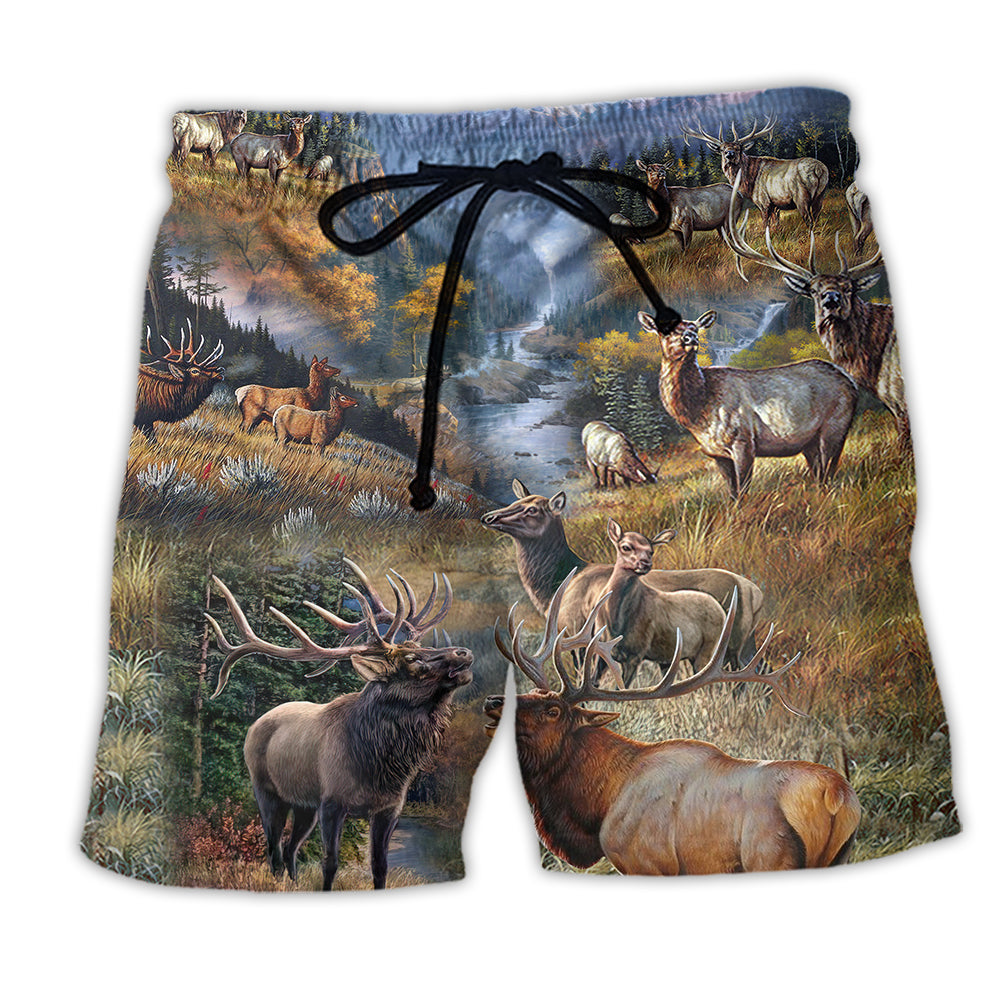 Moose Beautiful Country Elk Animals - Beach Short - Owl Ohh - Owl Ohh