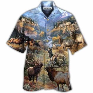 Elk Animals Beautiful Country - Hawaiian Shirt - Owl Ohh - Owl Ohh