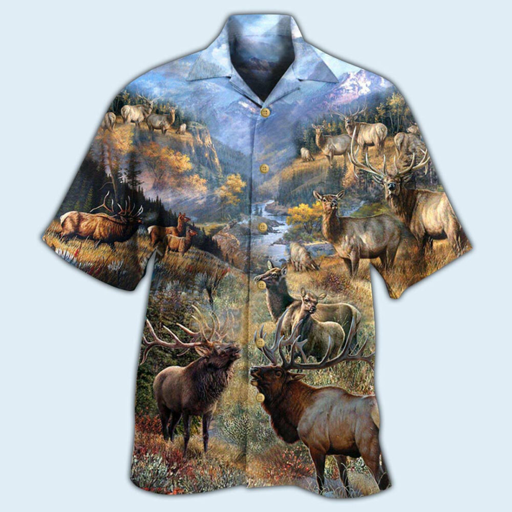 Elk Animals Beautiful Country - Hawaiian Shirt - Owl Ohh - Owl Ohh