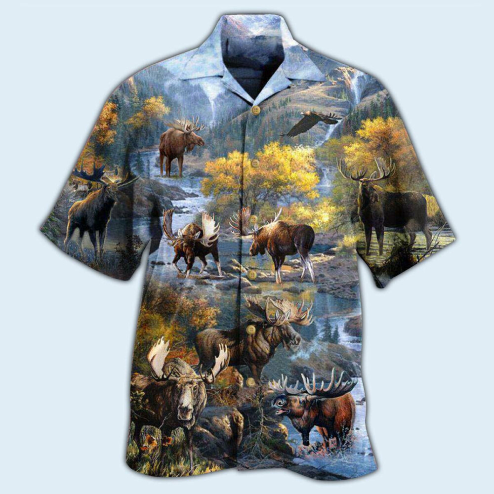 Moose Make Me Happy Everyday - Hawaiian Shirt - Owl Ohh - Owl Ohh