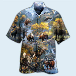 Moose Make Me Happy Everyday - Hawaiian Shirt - Owl Ohh - Owl Ohh